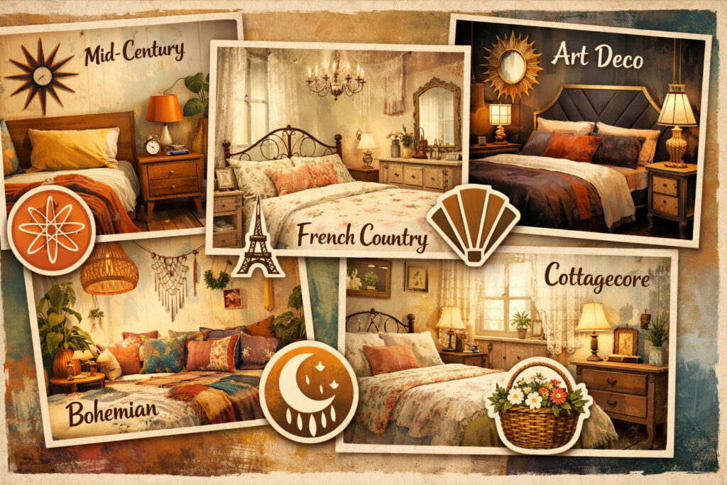 Choose your vintage direction: 5 styles that work beautifully in compact bedrooms