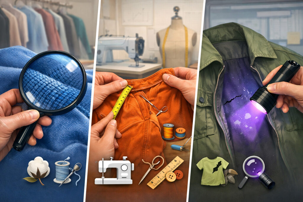 Clothing quality checks: fabric, construction, and hidden damage