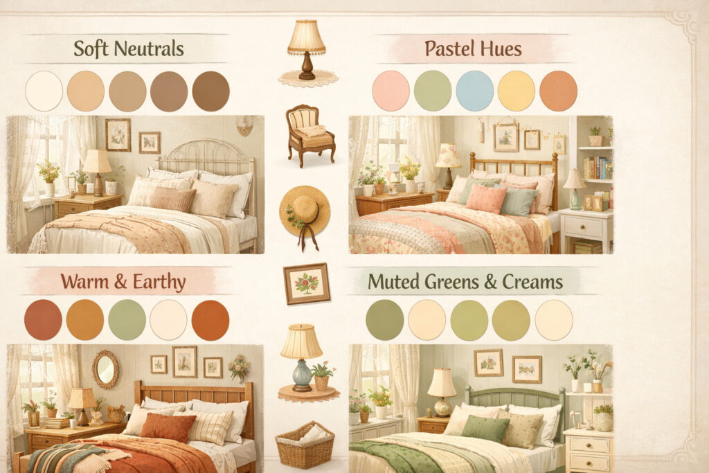Color palettes that make small bedrooms feel cozy, light, and vintage